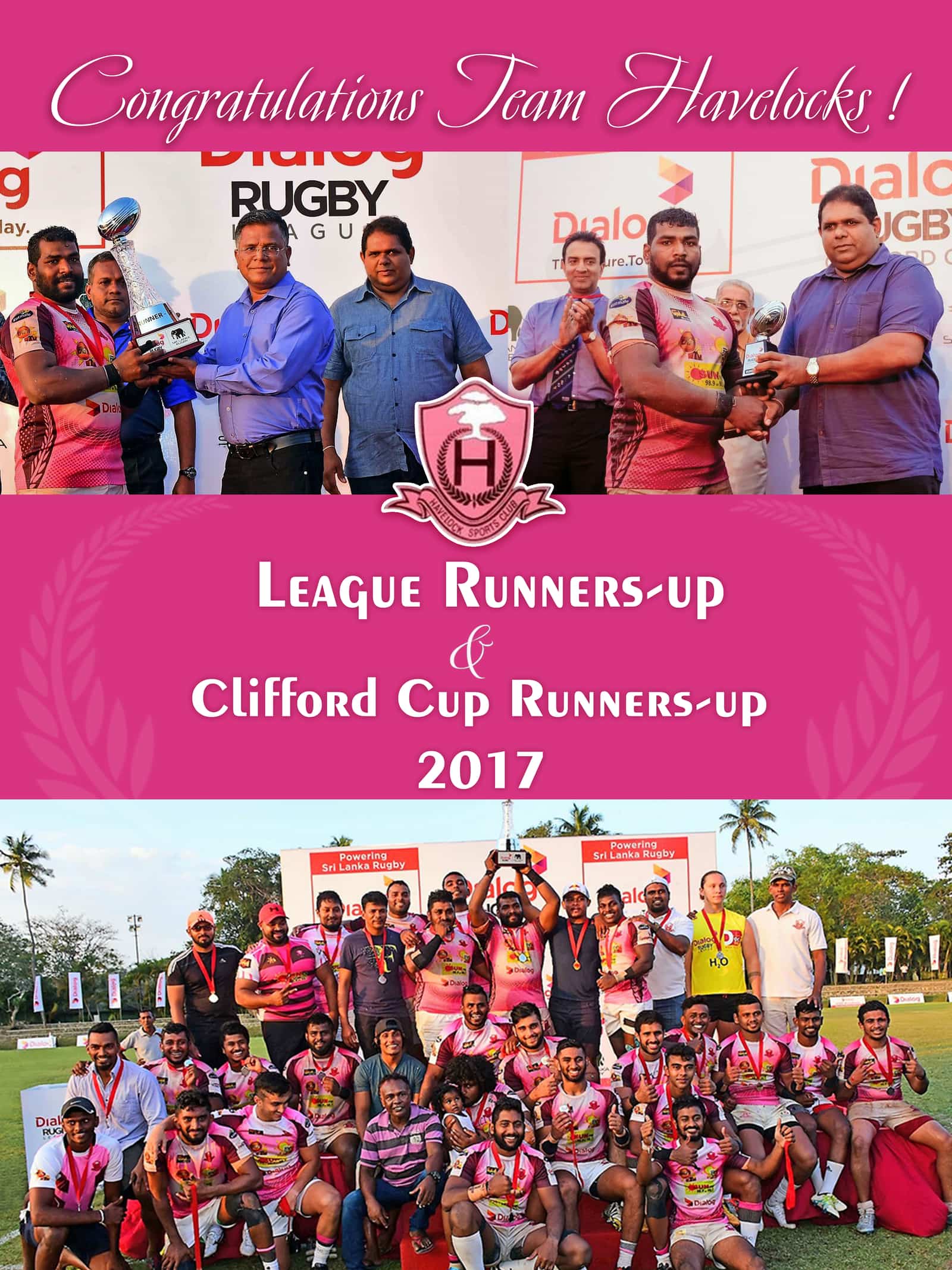 Printed cricket-club presentation banner, 'Clifford Cup Runners-up 2017'