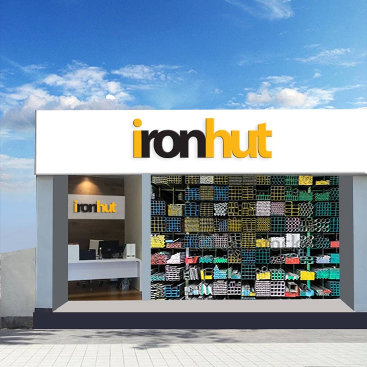 'ironhut' illuminated shopfront fascia sign