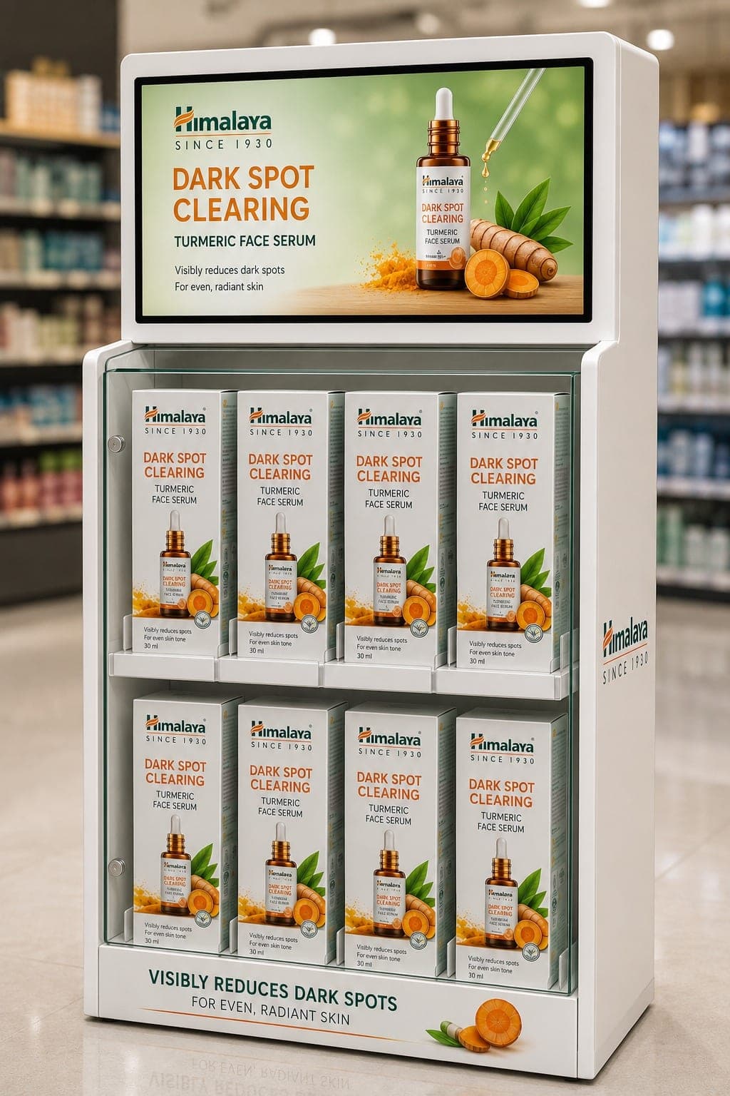 Himalaya turmeric face-serum retail counter display unit