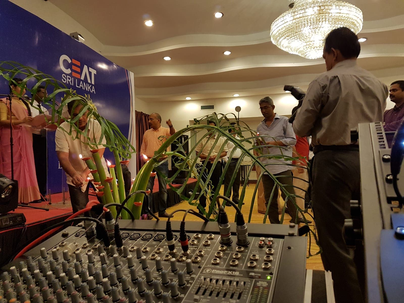CEAT Sri Lanka event with a sound console and guests