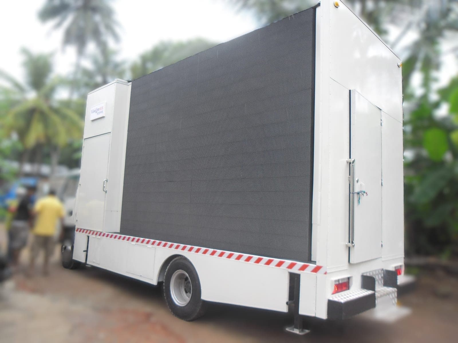 Mobile LED advertising truck with a large side screen, side view