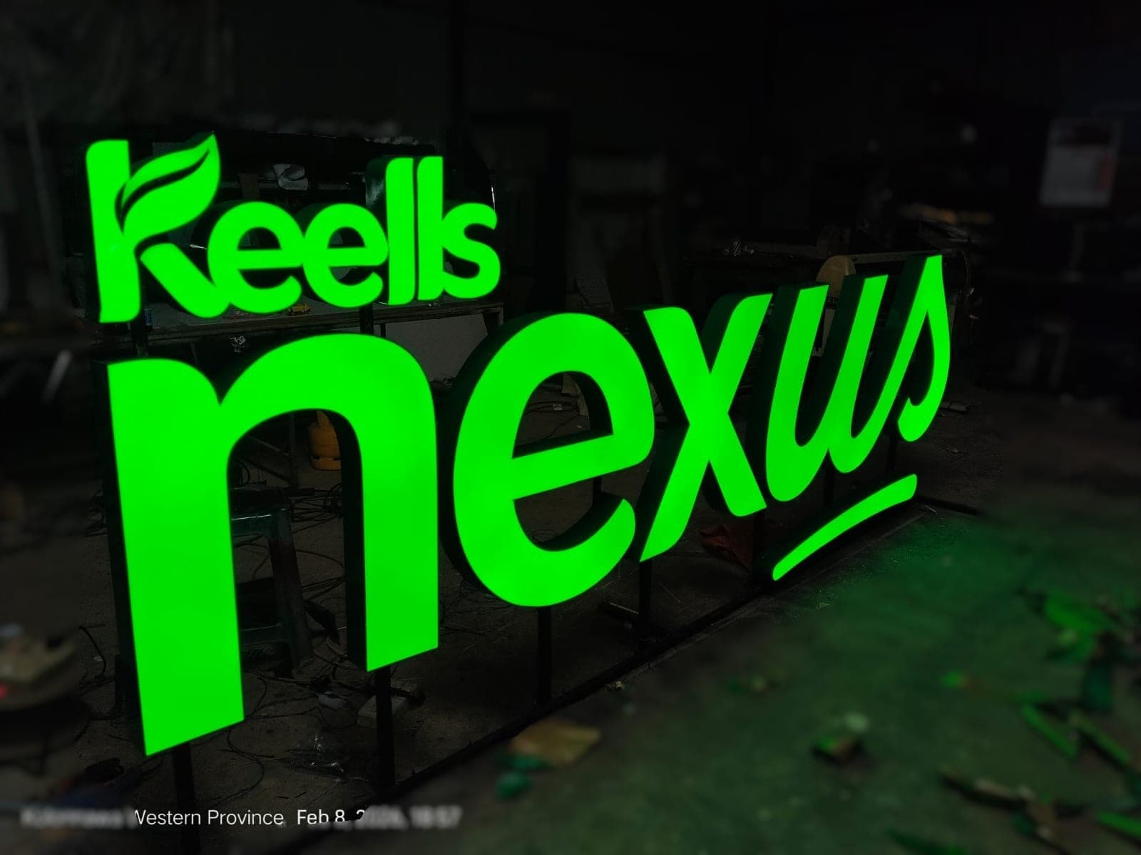 Keells 'nexus' illuminated channel letters, front view