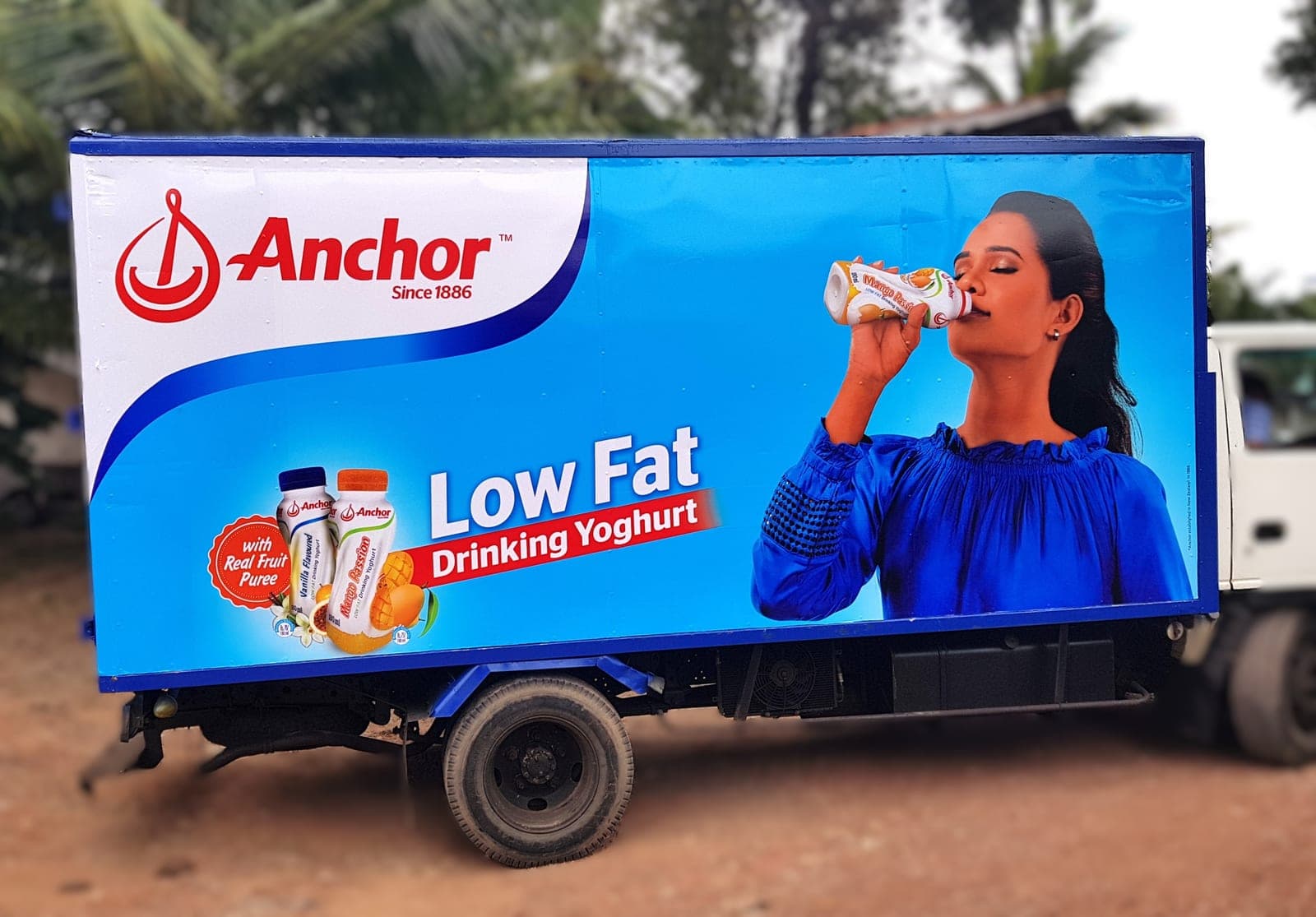 Anchor Low Fat drinking-yoghurt branded truck side panel